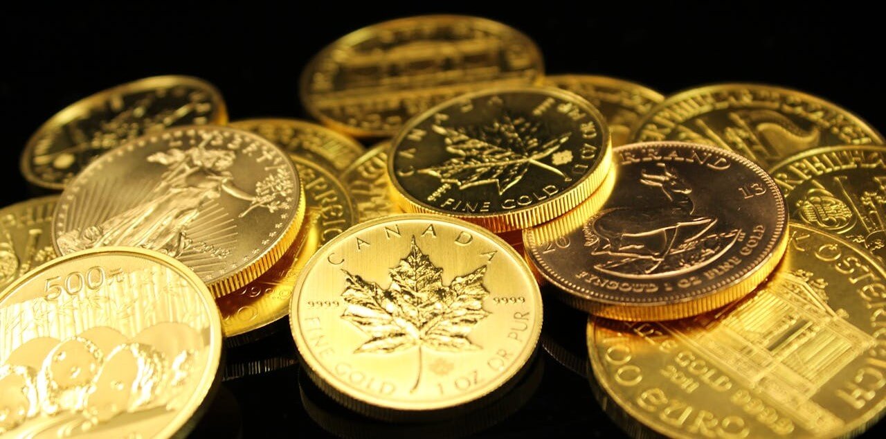 Pile of shiny gold coins